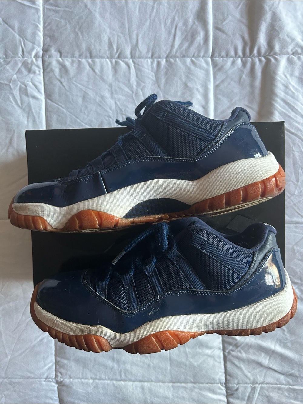 Jordan Navy Blue and Gum-Soled Low-Top Sneakers - Picture 13 of 13